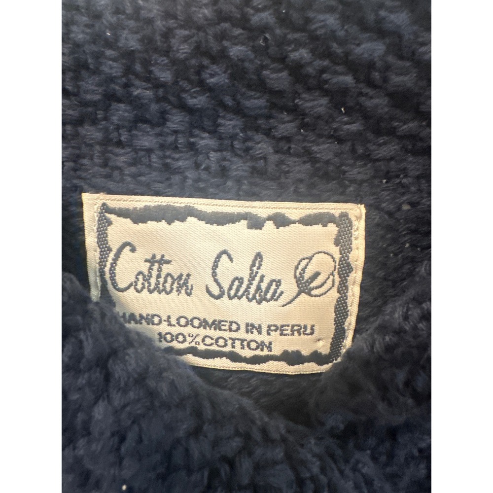 Vintage Patriotic Hot Air Balloon Cardigan Navy Cotton hand Knit Peru read - Picture 4 of 11